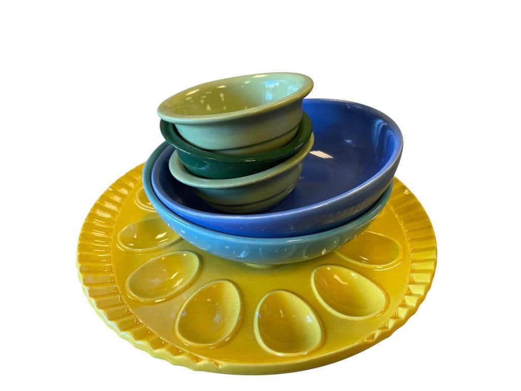 20TH CENTURY CALIFORNIA BAUER AND FIESTA POTTERY BOWLS AND DEVILED EGG PLATTER (1 of 20)