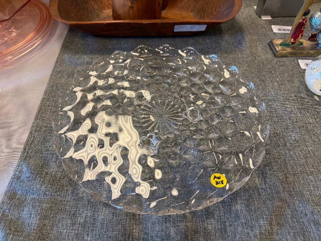 FOSTORIA AMERICAN CLEAR GLASS CUBIST PLATTER - 3