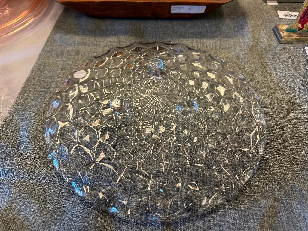 FOSTORIA AMERICAN CLEAR GLASS CUBIST PLATTER - 7