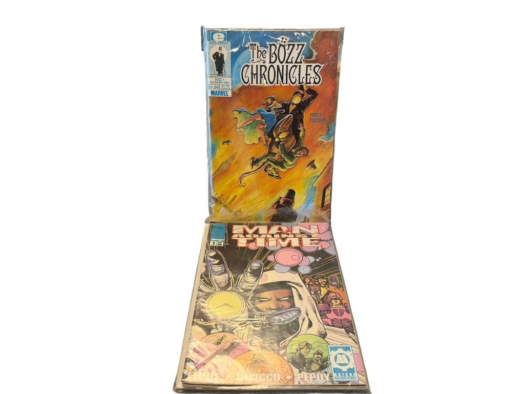 MAN AGAINST TIME IMAGE COMICS 1-4 AND MARVEL COMICS THE BOZZ CHRONICLES 1-4: EACH SERIES INCLUDES COMIC 1 THROUGH 4, IN PROTECTIVE SLEEVES 