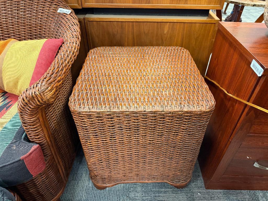 PALECEK STAINED WICKER SIDE TABLE - 2