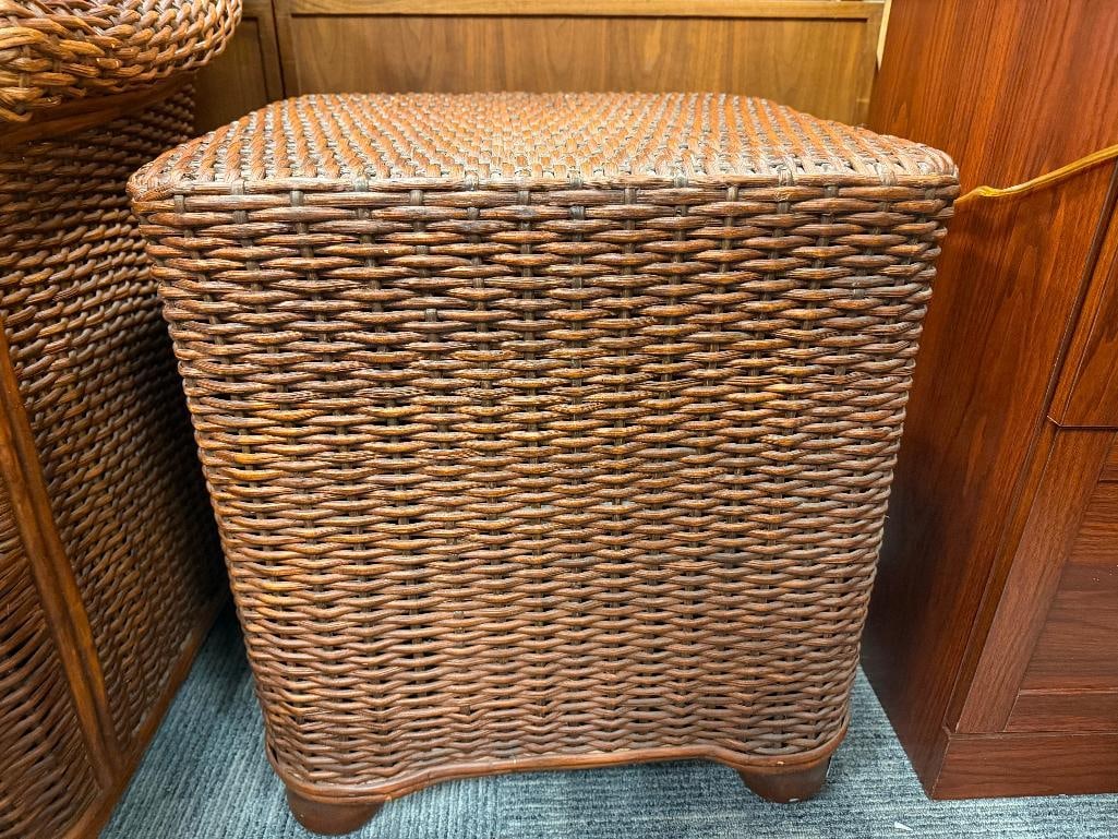 PALECEK STAINED WICKER SIDE TABLE - 5