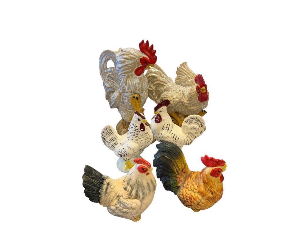 THREE SETS OF CERAMIC HEN AND ROOSTER SETS INCLUDING JAPANESE ENSECO SET (1 of 20)