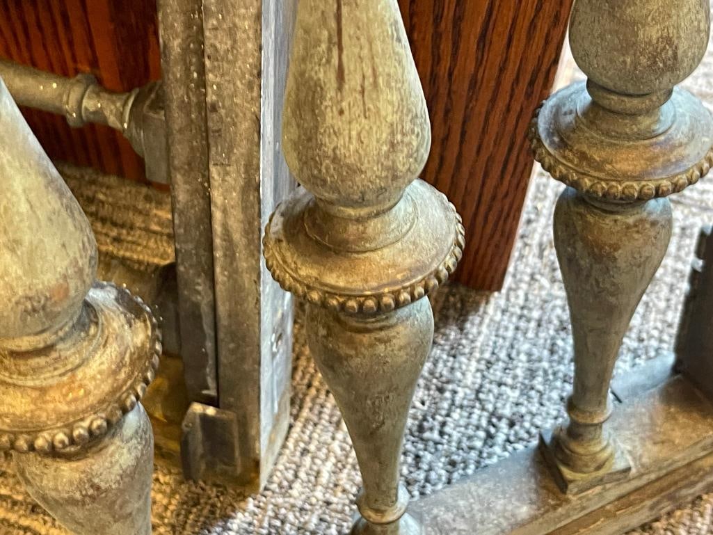 PAIR OF INDUSTRIAL HEAVY SOLID BRASS WINDOW SHUTTERS WITH SPINDLE DESIGN - 4