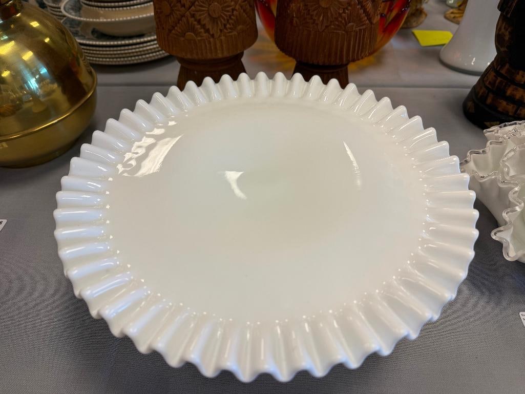 VINTAGE FENTON HOBNAIL MILK GLASS CAKE PLATE STAND - 3