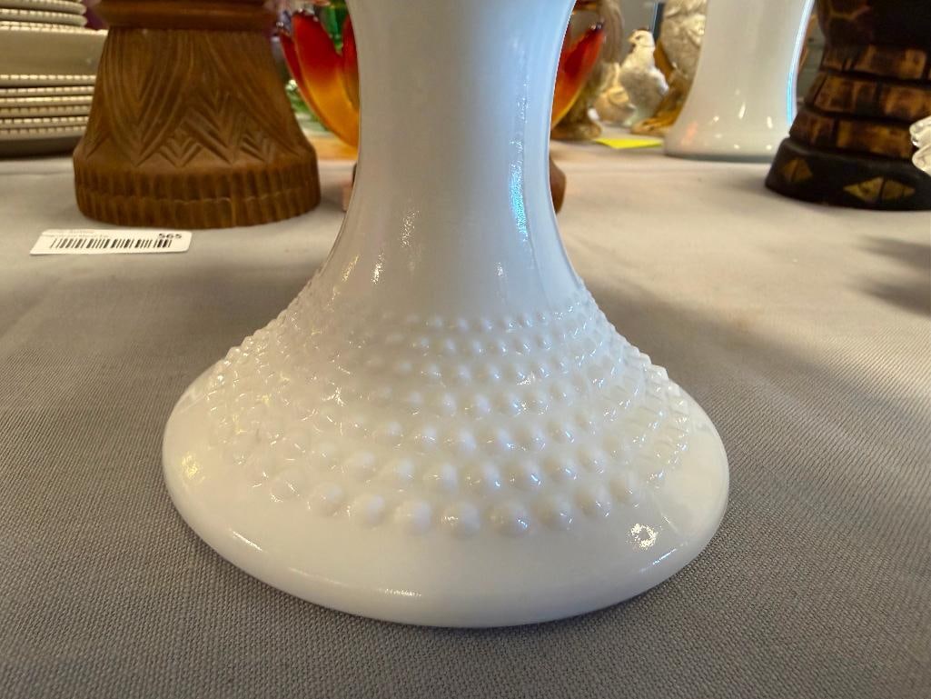 VINTAGE FENTON HOBNAIL MILK GLASS CAKE PLATE STAND - 4