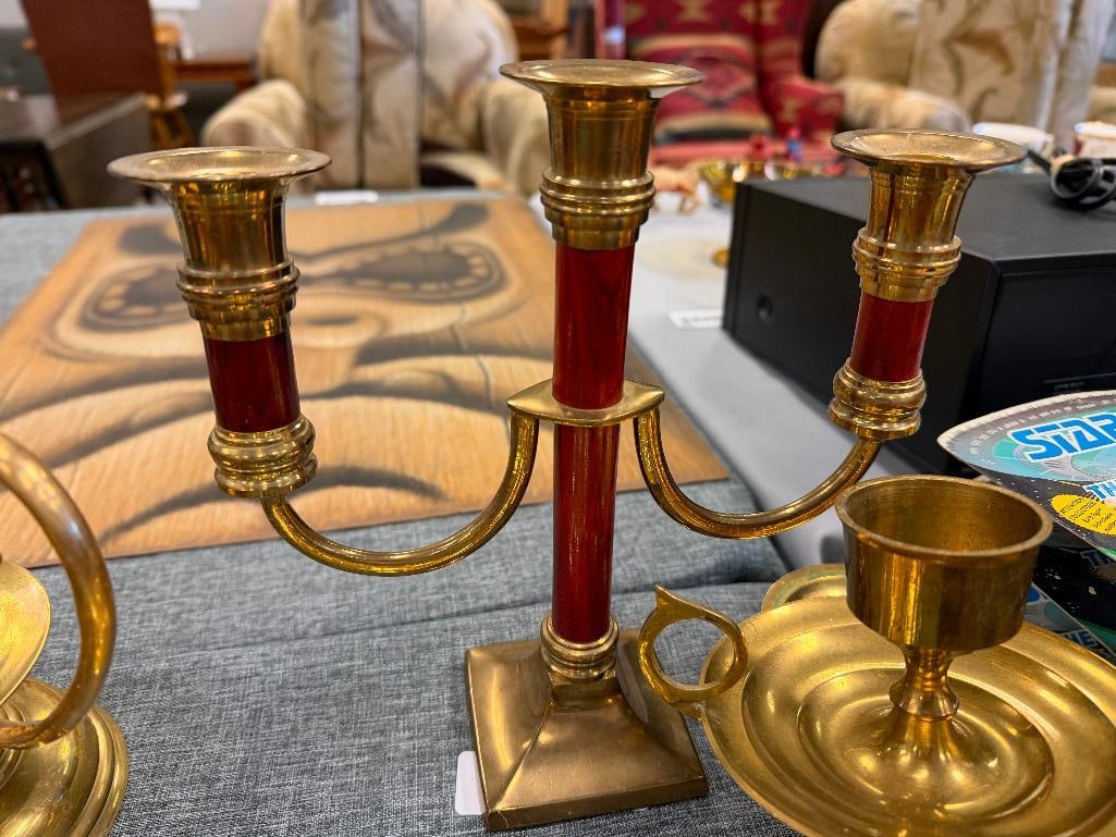 ASSORTED BRASS CANDLESTICKS AND CANDLEHOLDERS - 11