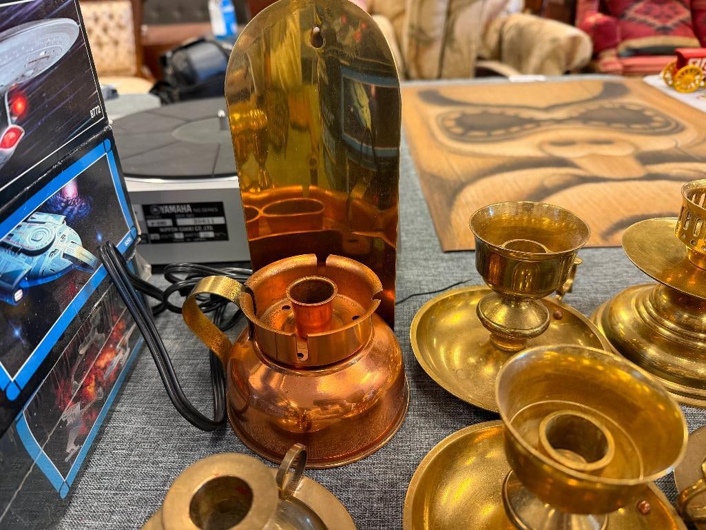 ASSORTED BRASS CANDLESTICKS AND CANDLEHOLDERS - 5