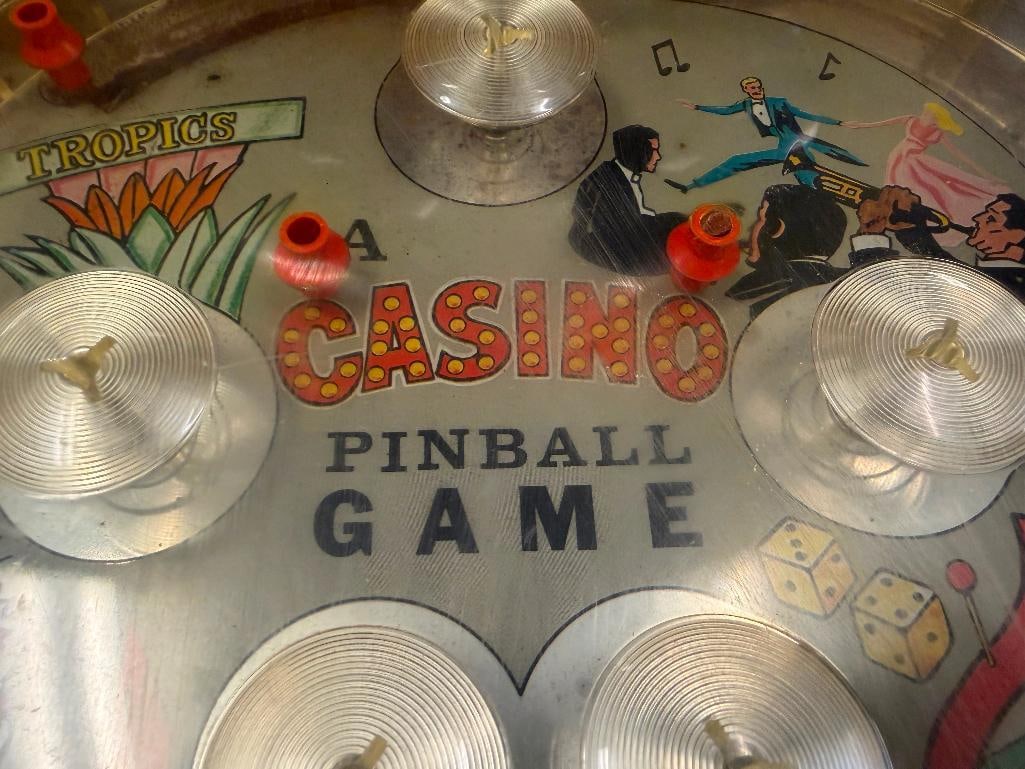 VINTAGE 1970'S MARX TOYS SCORE-O-MATIC ELECTRIC PINBALL VEGAS CASINO THEME TABLETOP MACHINE - 9