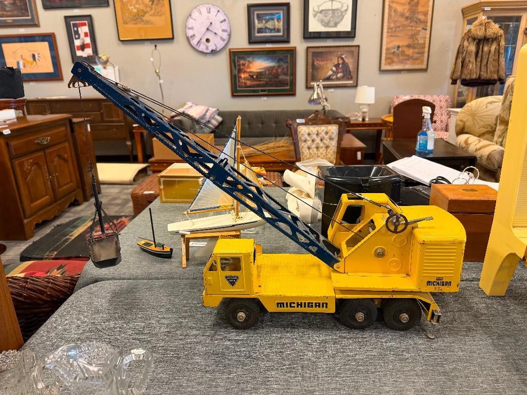 VINTAGE NYLINT PRESSED STEEL CLARK EQUIPMENT MODEL T-24 MICHIGAN CRANE TOY - 8