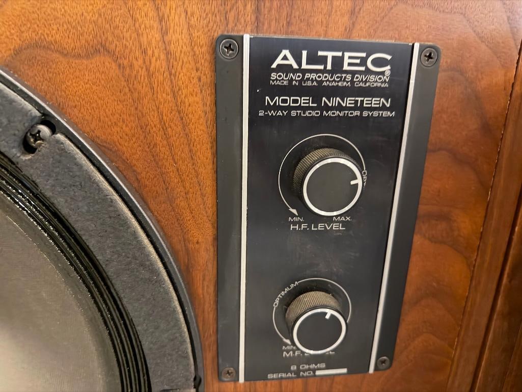 PAIR OF VINTAGE 1976 ALTEC LANSING MODEL 19 SPEAKER SYSTEMS FEATURING OILED WALNUT CABINETS - 14