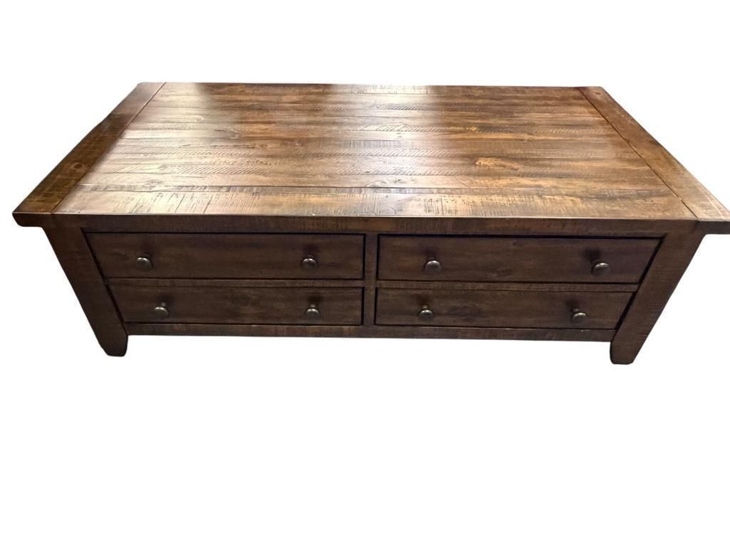 ELEGANT MODERN DESIGN DARK-STAINED PRESSED WOOD FOUR DRAWER COFFEE TABLE (1 of 10)