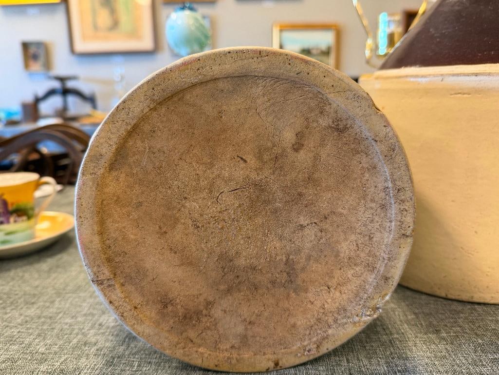 ANTIQUE STONEWARE POTTERY BROWN GLAZE WHISKY JUGS - 16