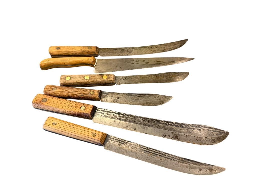 EARLY 20TH CENTURY BUTCHER / CHEFS KNIVES FROM FORGECRAFT, ROBESON SHUREDGE, AND ONTARIC KNIFE CO. (1 of 20)