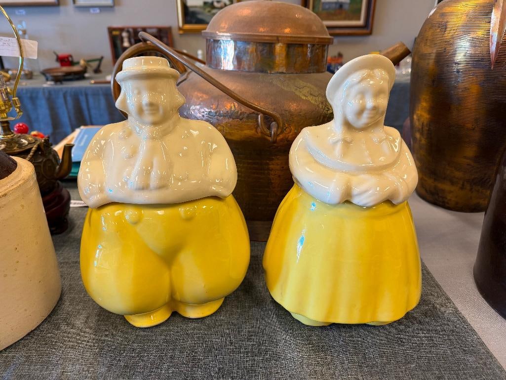 SHAWNEE POTTERY DUTCH BOY AND GIRL (HAPPY JACK HAPPY JILL_ CERAMIC FIGURAL COOKIE JARS CIRCA 1940'S - 3