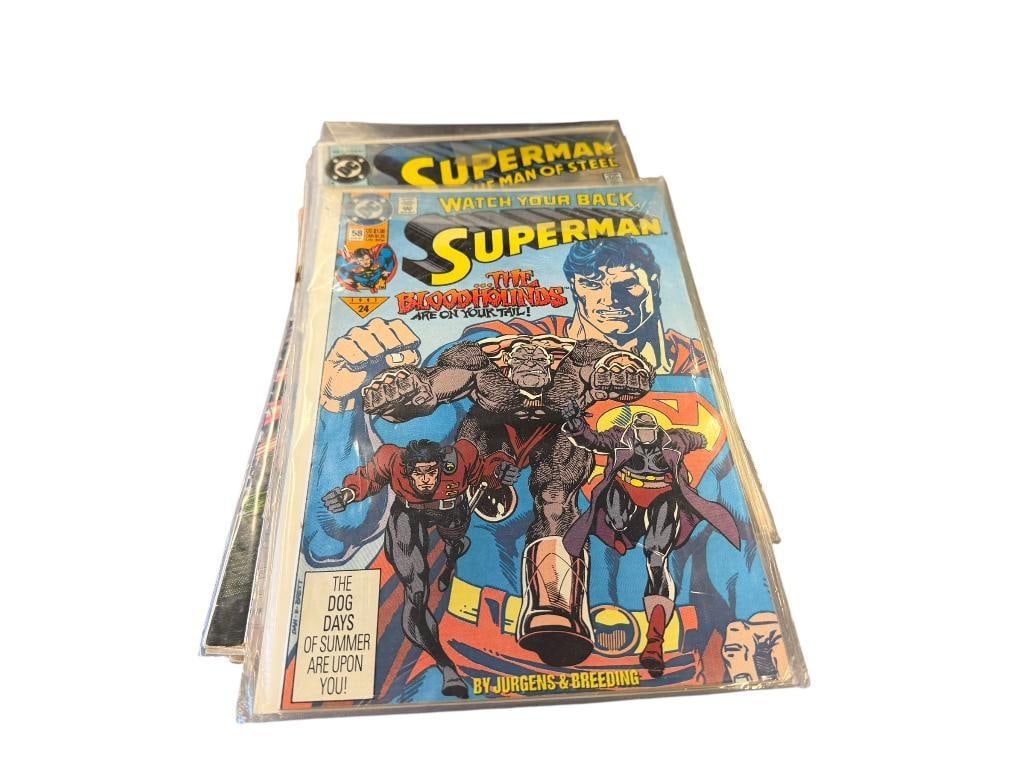 18 ASSORTED COMIC BOOKS SUPERMAN, JIMMY OLSEN, LOIS LANE, HERBIE, G.I. COMBAT, CLASSICS ILLUSTRATED: SOME COMICS SHOW HEAVY, SEVERAL IN PROTECTIVE SLEEVES 