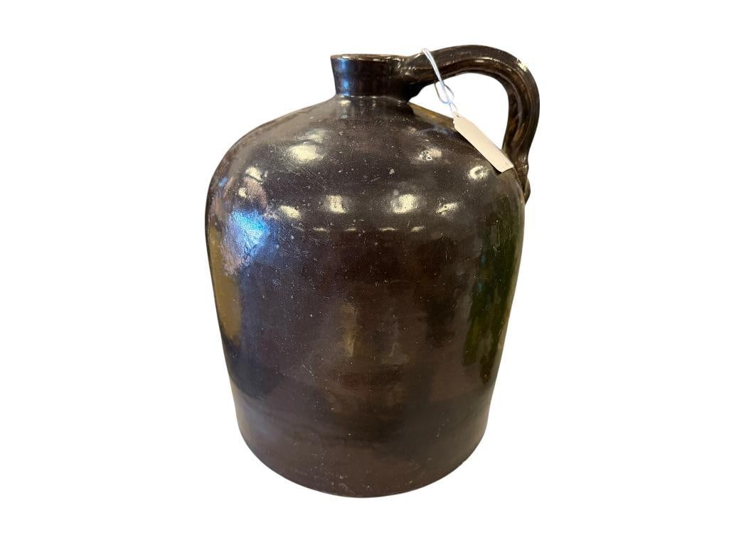 ANTIQUE LARGE BROWN GLAZE STONEWARE JUG, POSSIBLY WHISKY / MOONSHINE JUG (1 of 18)