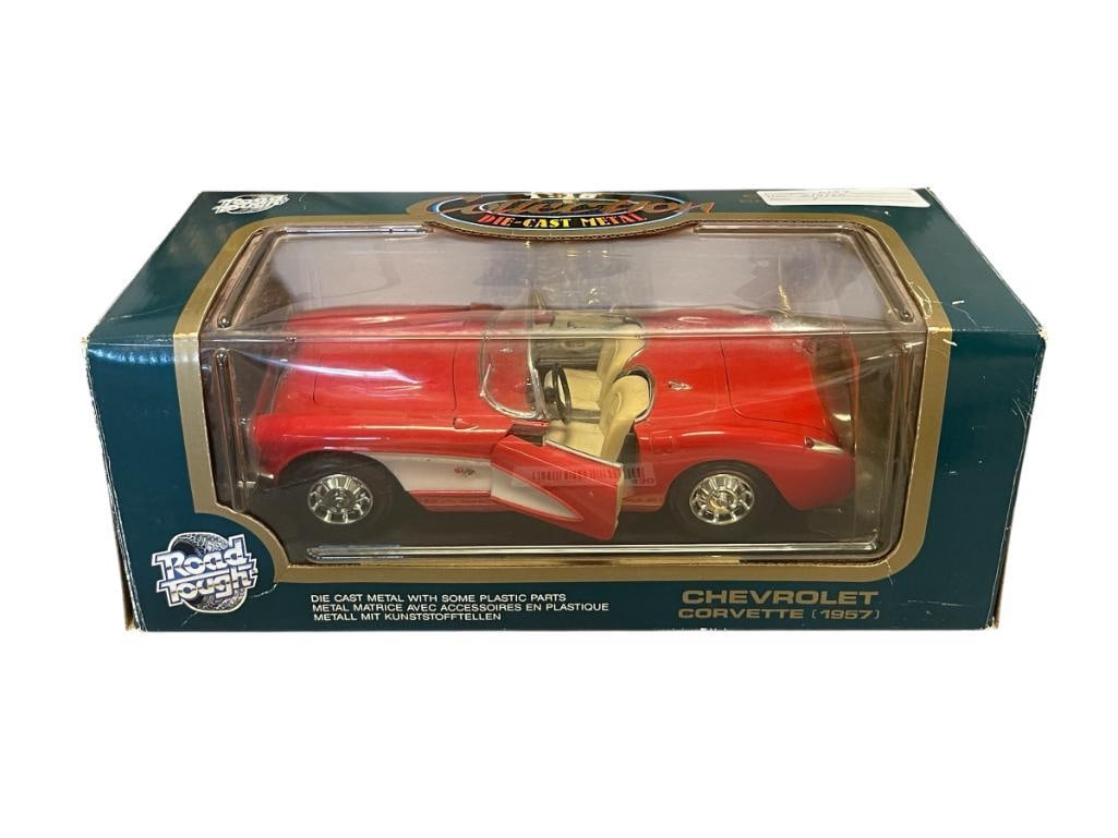 ROAD TOUGH 1:18 DIE-CAST MODEL 1957 CHEVROLET CORVETTE: NEW IN THE PACKAGE, DEAD STOCK 
