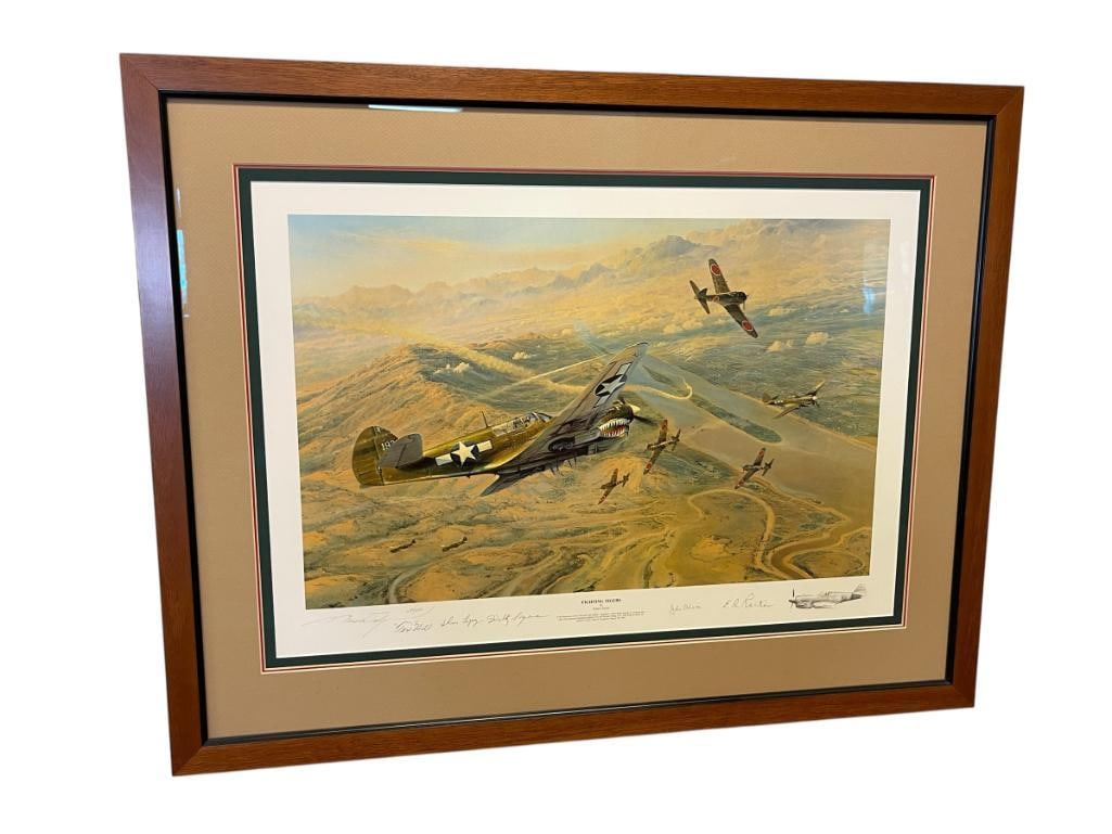 ROBERT TAYLOR WELL KNOWN AVIATION ARTIST LIMITED EDITION PRINT SIGNED BY P-40 WARHAWKS PILOTS (1 of 11)