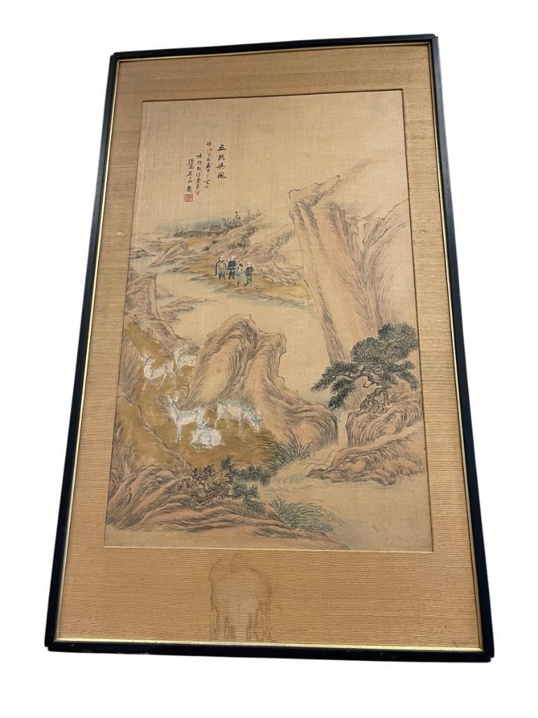 LATE 19TH CENTURY CHINESE INK AND WASH LANDSCAPE SCROLL PAINTING (1 of 8)