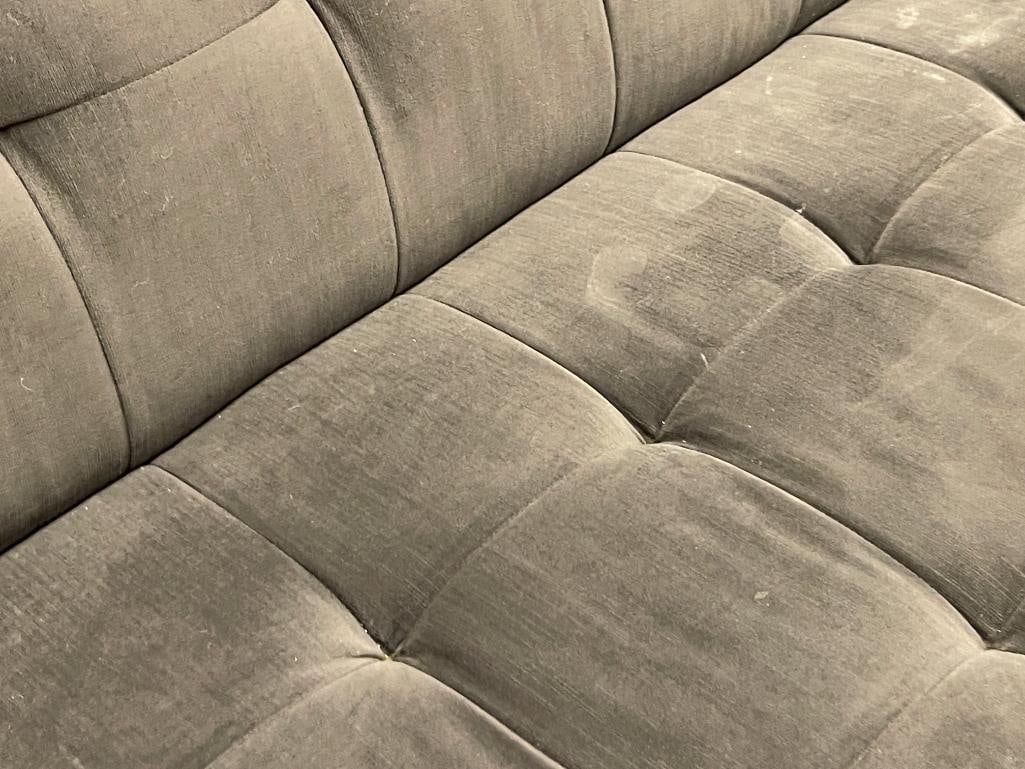 MID-CENTURY MODERN TUFTED CHARCOAL GREY UPHOLSTERED SOFA - 4