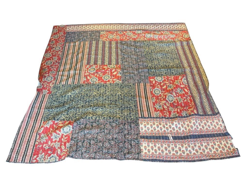 JC PENNY HOME QUILTED BLANKET BOHEMIAN-STYLE: 88" X 90" 