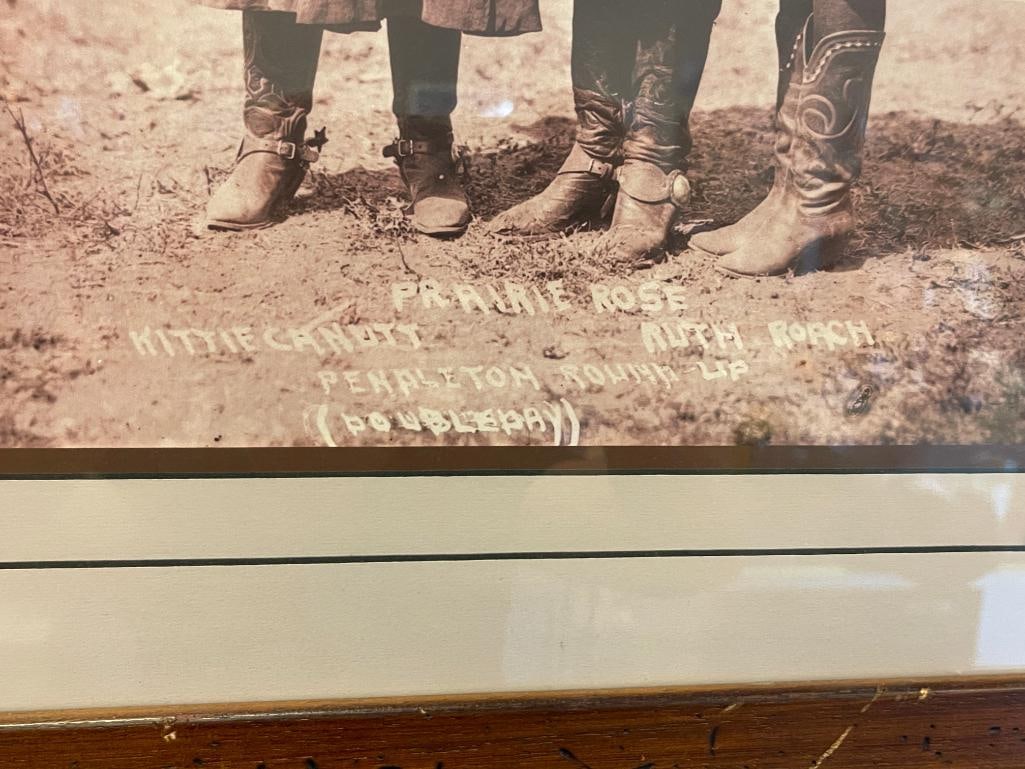 HISTORICAL REPRODUCED PHOTOGRAPH OF RODEO COWGIRLS KITTY CANUTT, PRAIRIE ROSE, AND RUTH ROACH - 4