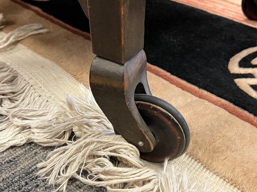 VINTAGE MID-CENTURY IMPERIAL GRAND RAPIDS, MICHIGAN MADE DARK STAINED WALNUT DROP LEAF TEA CART - 5