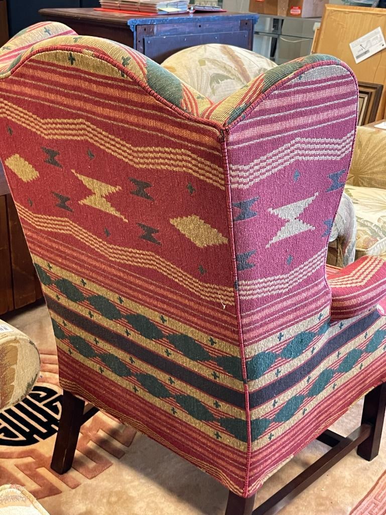 HICKORYCRAFT SOUTHWESTERN UPHLSTERED WINGBACK ARMCHAIR WITH PILLOW - 6