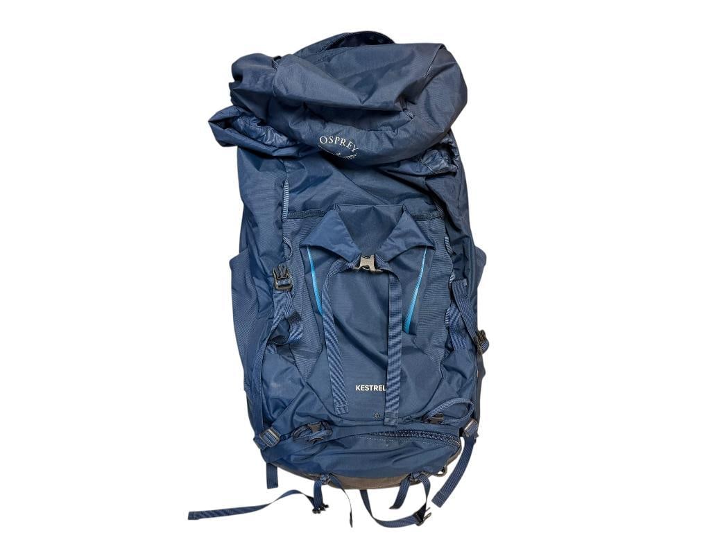 OSPREY KESTREL 48 RUGGED MEN'S ALL WEATHER BACKPACKING PACK: NAVY BLUE, GOOD CONDITION 14" X 28" 