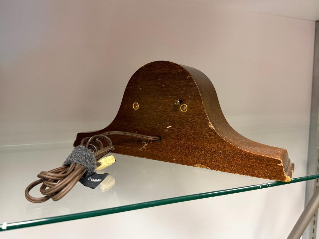 TWO MANTLE CLOCKS INCLUDING VINTAGE GENERAL ELECTRIC WOOD CASED CLOCK AND IKEA SILVER TONE CLOCK - 5
