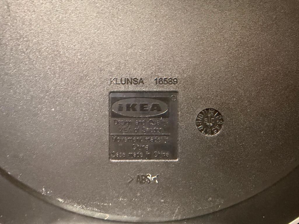 TWO MANTLE CLOCKS INCLUDING VINTAGE GENERAL ELECTRIC WOOD CASED CLOCK AND IKEA SILVER TONE CLOCK - 7