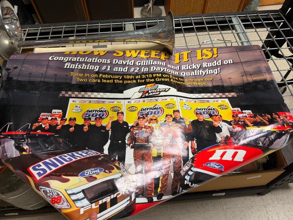 NASCAR RACING POSTERS INCLUDING DAYTONA 500 QUALIFYING POSTER AND A DOZEN 2008 SPRINT CUP SCHEDULES: SPRINT CUP SERIES POSTERS FEATURE THE M&M'S CAR AND DRIVER LARGEST IS 23" X 35" 