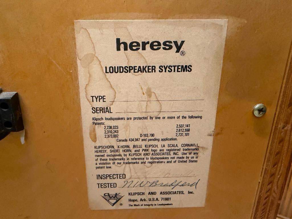 PAIR OF VINTAGE KLIPSCH HERESY LOUDSPEAKERS - 6