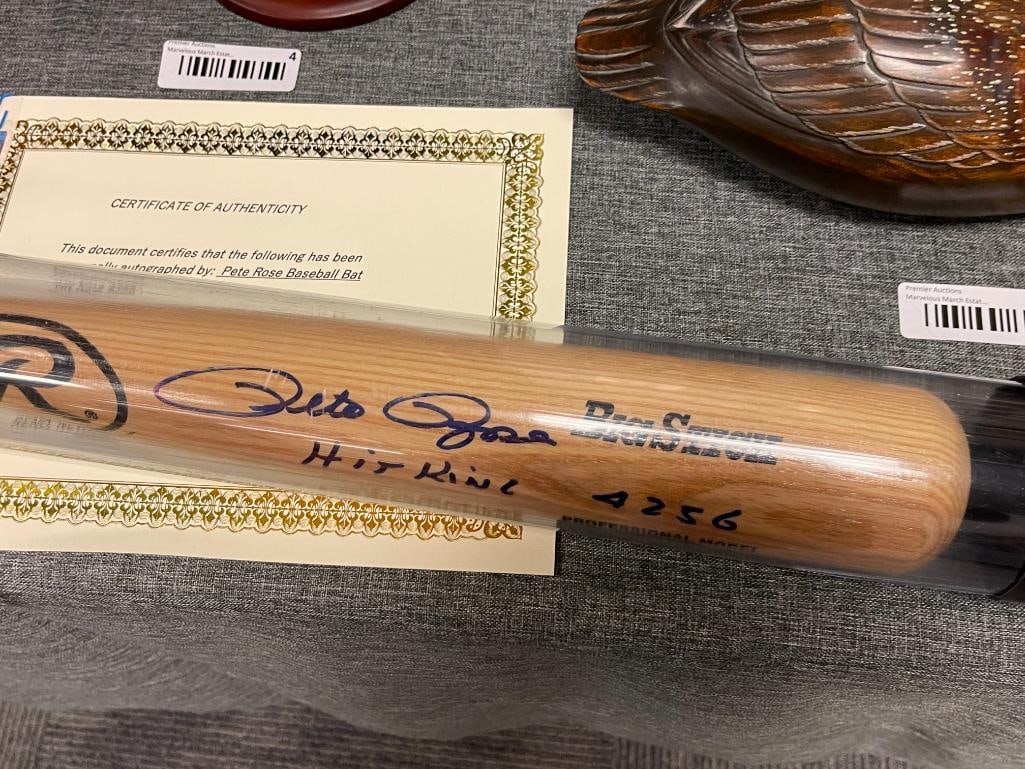 PETE ROSE HIT KING 4256 RAWLINGS BIG STICK AUTHOGRAPHED WOODEN BASEBALL BAT - 2