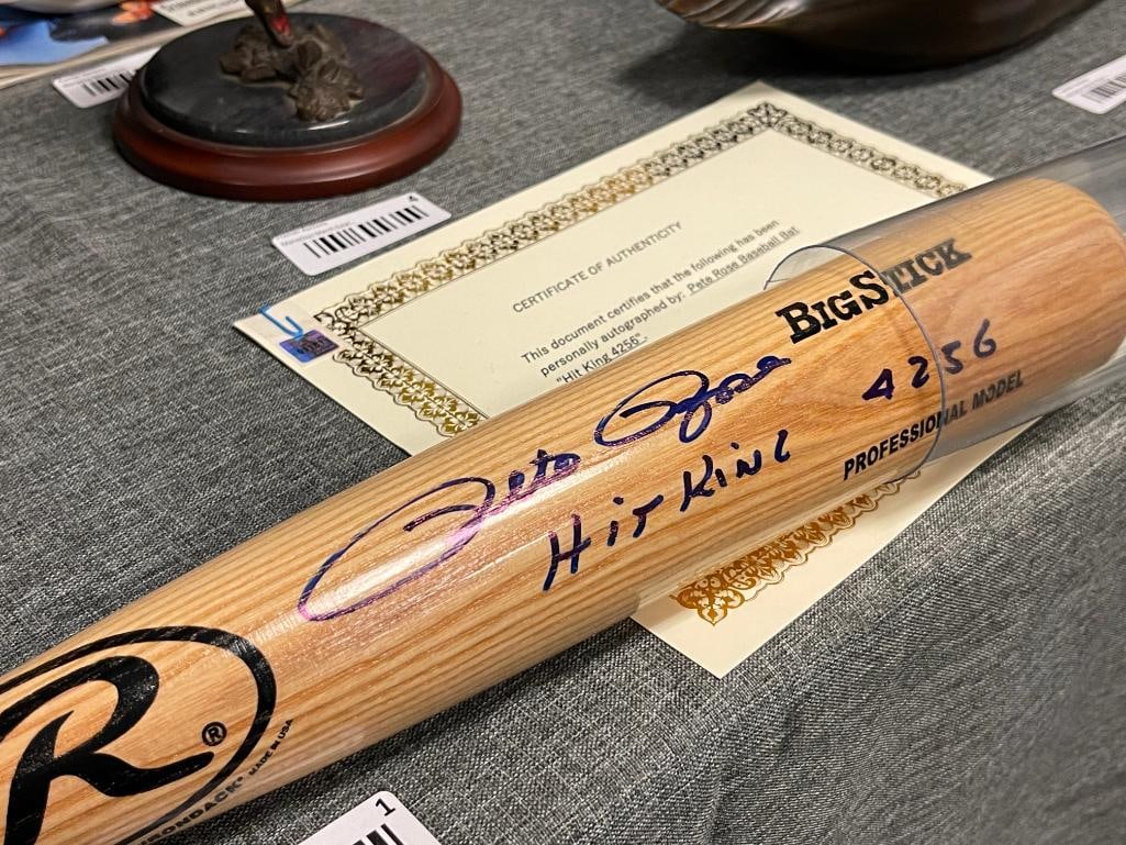 PETE ROSE HIT KING 4256 RAWLINGS BIG STICK AUTHOGRAPHED WOODEN BASEBALL BAT - 7
