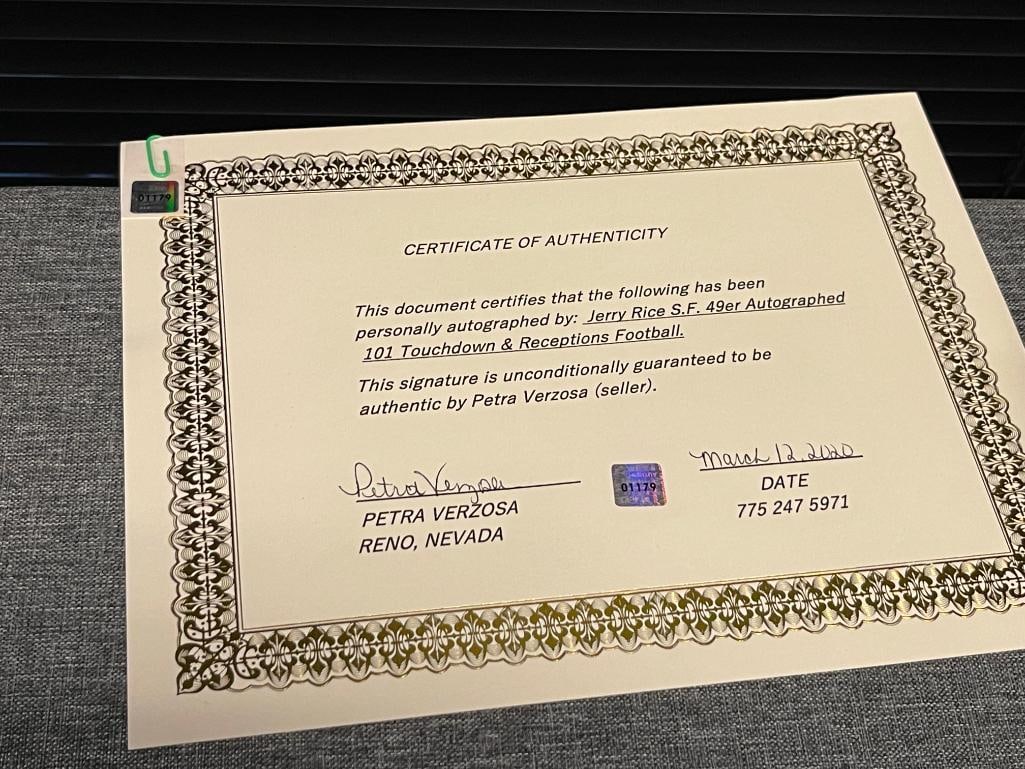 JERRY RICE HOF 101 TOUCHDOWNS AUTOGRAPHED FOOTBALL - 5