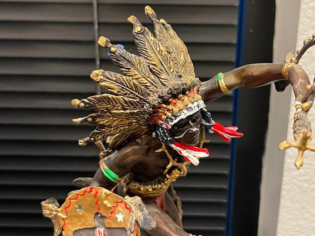 R.F. MURPHY SPIRIT OF THE THUNDERBIRD NATIVE AMERICAN PAINTED BRONZE SCULPTURE FOR THE FRANKLIN M... - 3