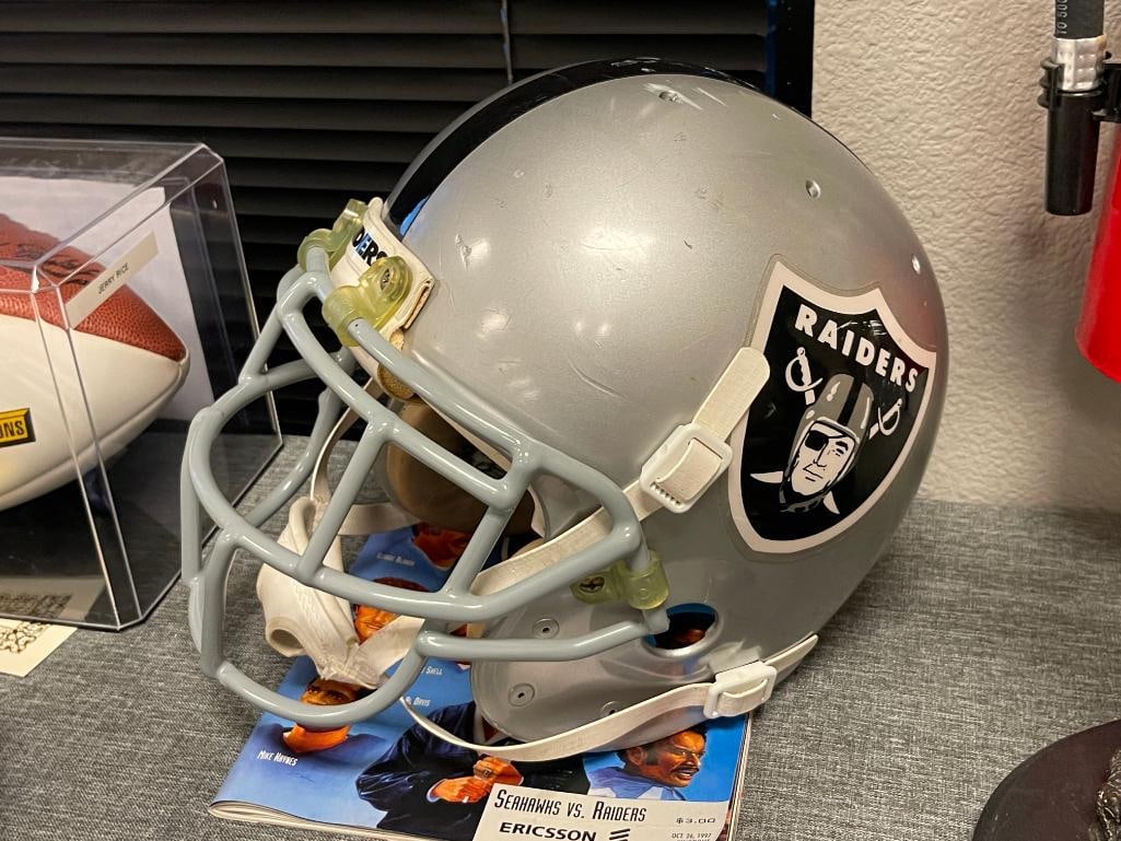 OAKLAND RAIDERS NO. 29 HOF ERIC DICKERSON GAME WORN FOOTBALL HELMET - 2
