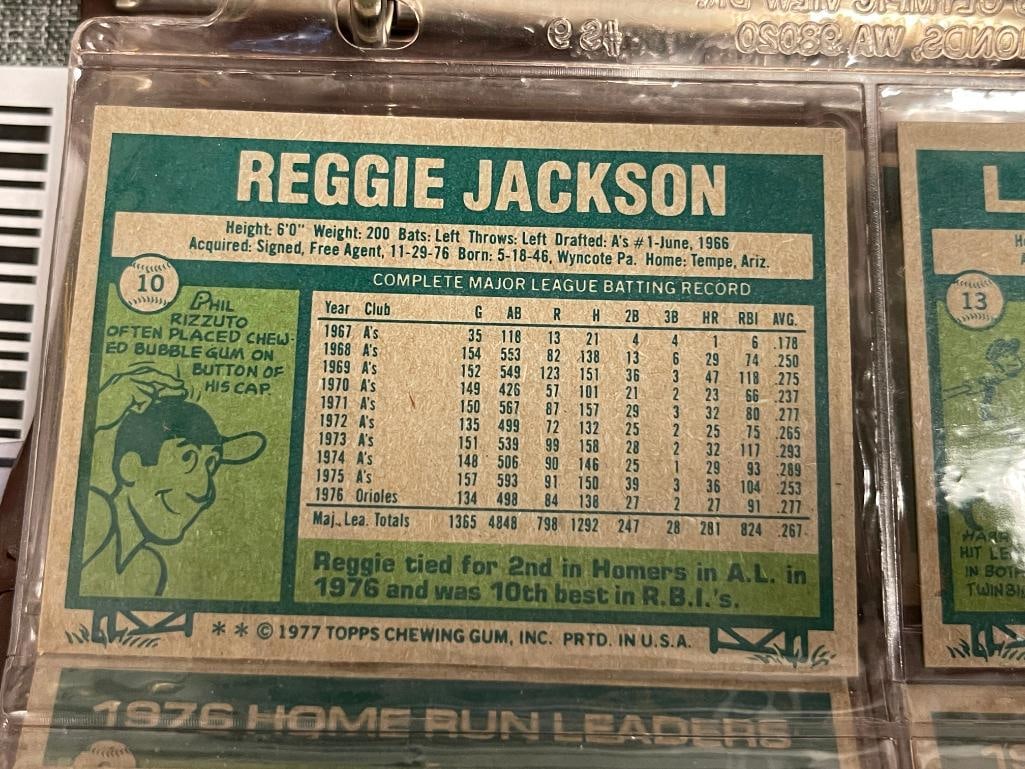 1977 TOPPS BASEBALL CARD SET, REGGIE JACKSON, NOLAN RYAN, PETE ROSE, MIKE SCHMIDT, THURMAN MUNSON - 5