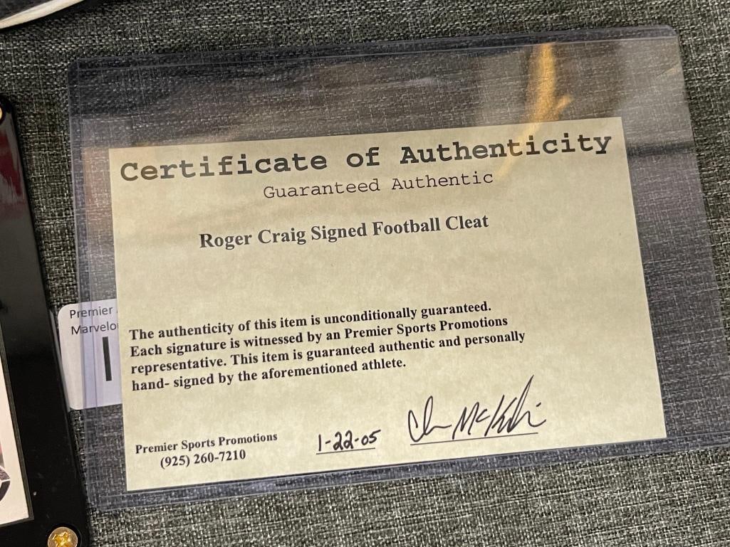 ROGER CRAIG 2026 HOF CLASS FORMER NFL RUNNING BACK AUTOGRAPHED CLEAT WITH CARD - 5