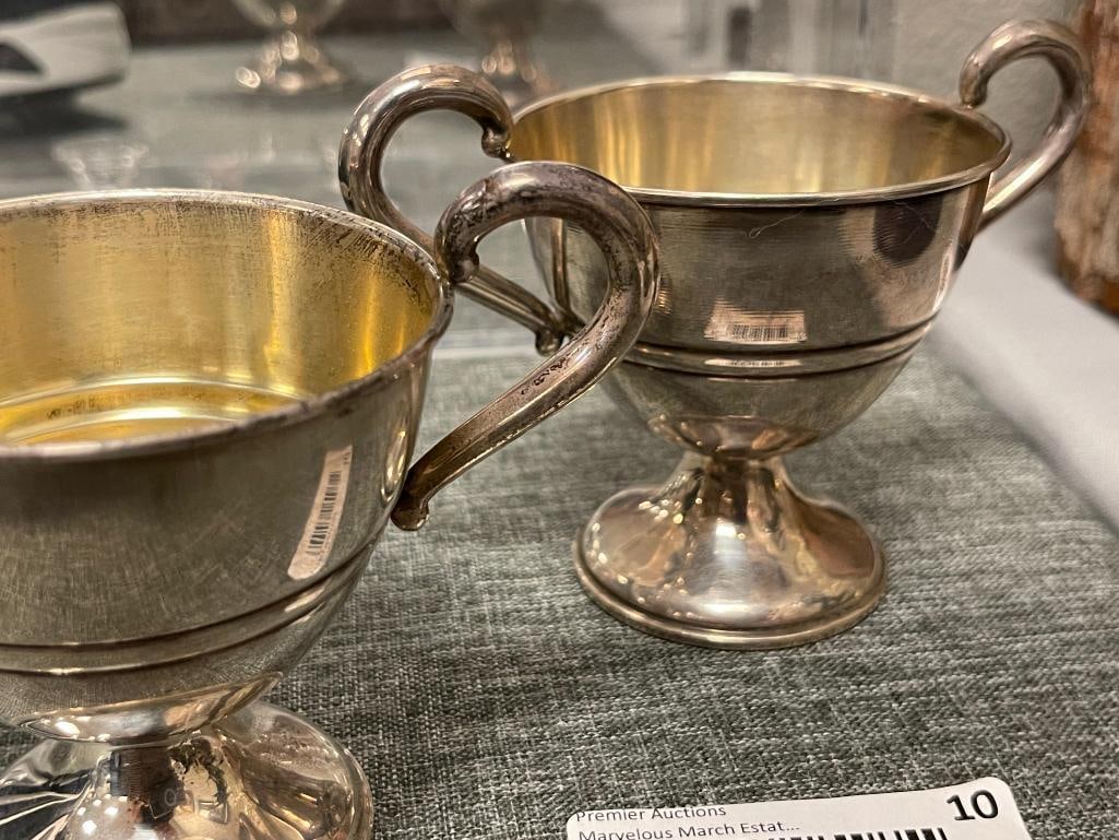 MID-CENTURY SCHWEITZER SILVER CORP. STERLING SILVER WEIGHTED CREAMER AND SUGAR 218 GRAMS WEIGHTED - 3