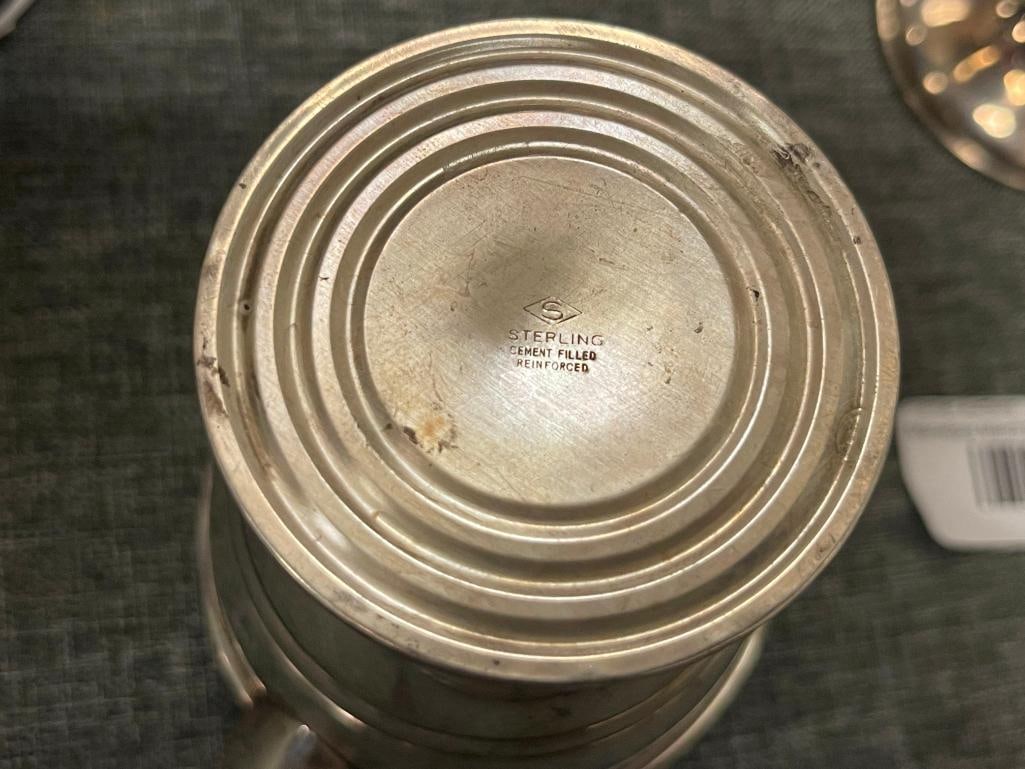 MID-CENTURY SCHWEITZER SILVER CORP. STERLING SILVER WEIGHTED CREAMER AND SUGAR 218 GRAMS WEIGHTED - 5