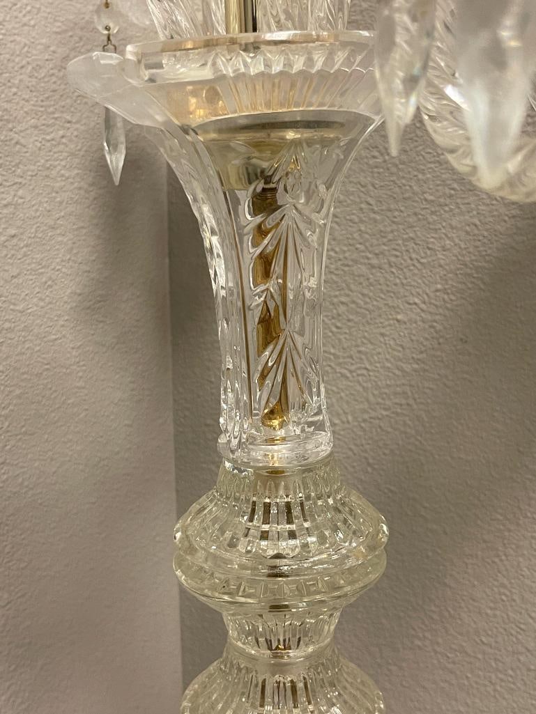 ELEGANT BAROQUE STYLED 4-ARM CANDELABRA WITH BRASS ACCENTS AND HANGING PRISMS - 6