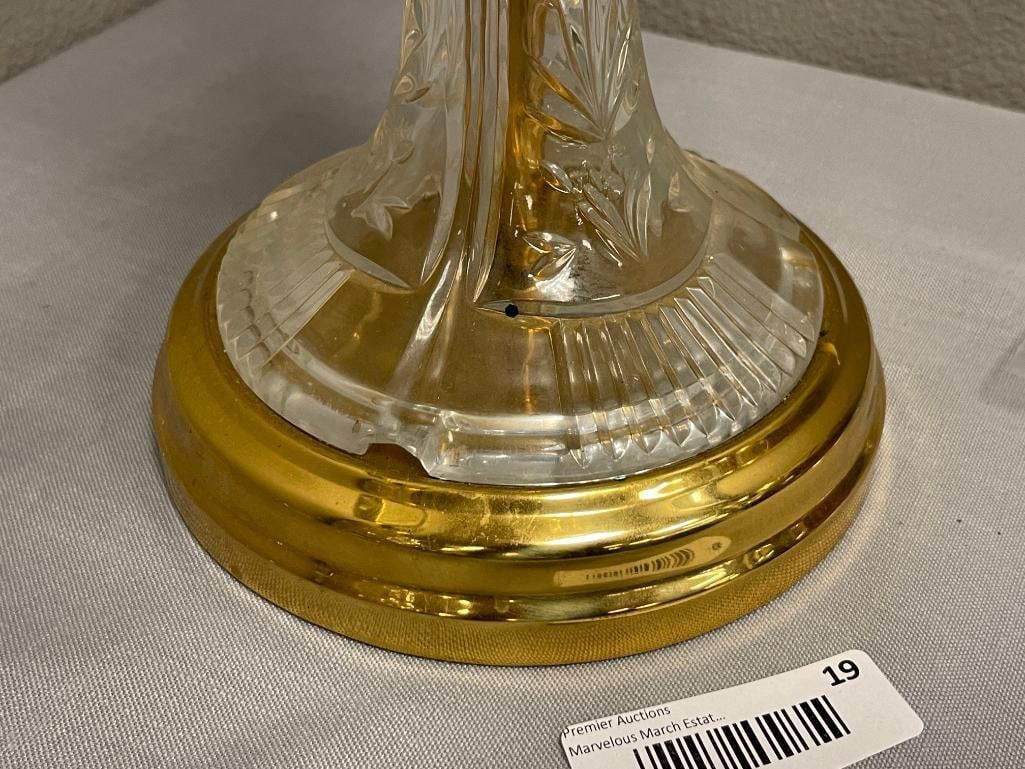 ELEGANT BAROQUE STYLED 4-ARM CANDELABRA WITH BRASS ACCENTS AND HANGING PRISMS - 7