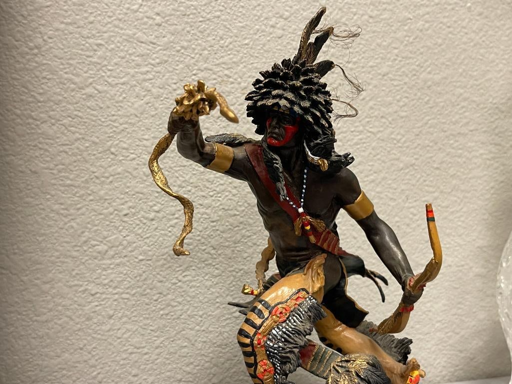 R.F. MURPHY SPIRIT OF THE RAVEN NATIVE AMERICAN PAINTED BRONZE SCULPTURE FOR THE FRANKLIN MINT - 2