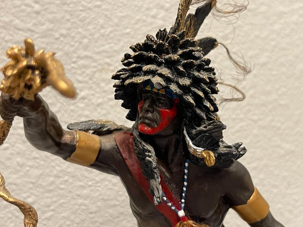 R.F. MURPHY SPIRIT OF THE RAVEN NATIVE AMERICAN PAINTED BRONZE SCULPTURE FOR THE FRANKLIN MINT - 3