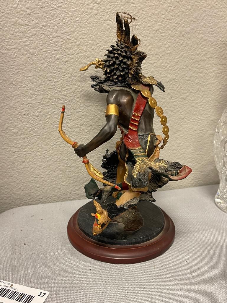 R.F. MURPHY SPIRIT OF THE RAVEN NATIVE AMERICAN PAINTED BRONZE SCULPTURE FOR THE FRANKLIN MINT - 6