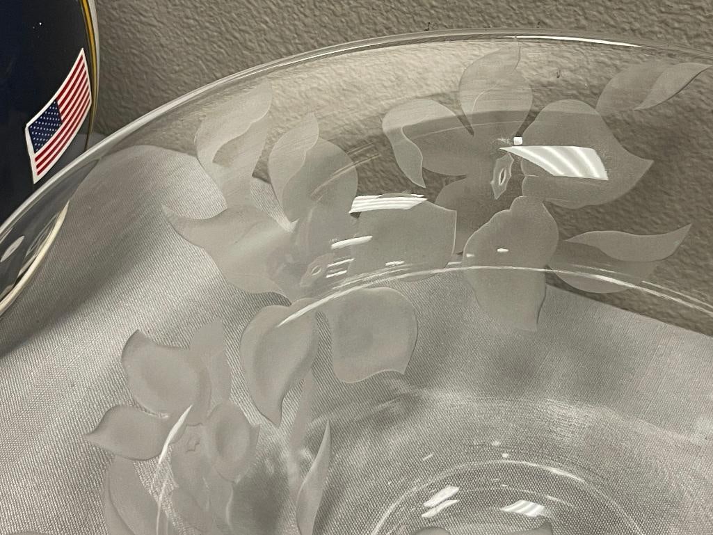 FRANZ JOSPEH GROSZ (1909 B.) FLORAL ETCHED CENTERPIECE BOWL - 3