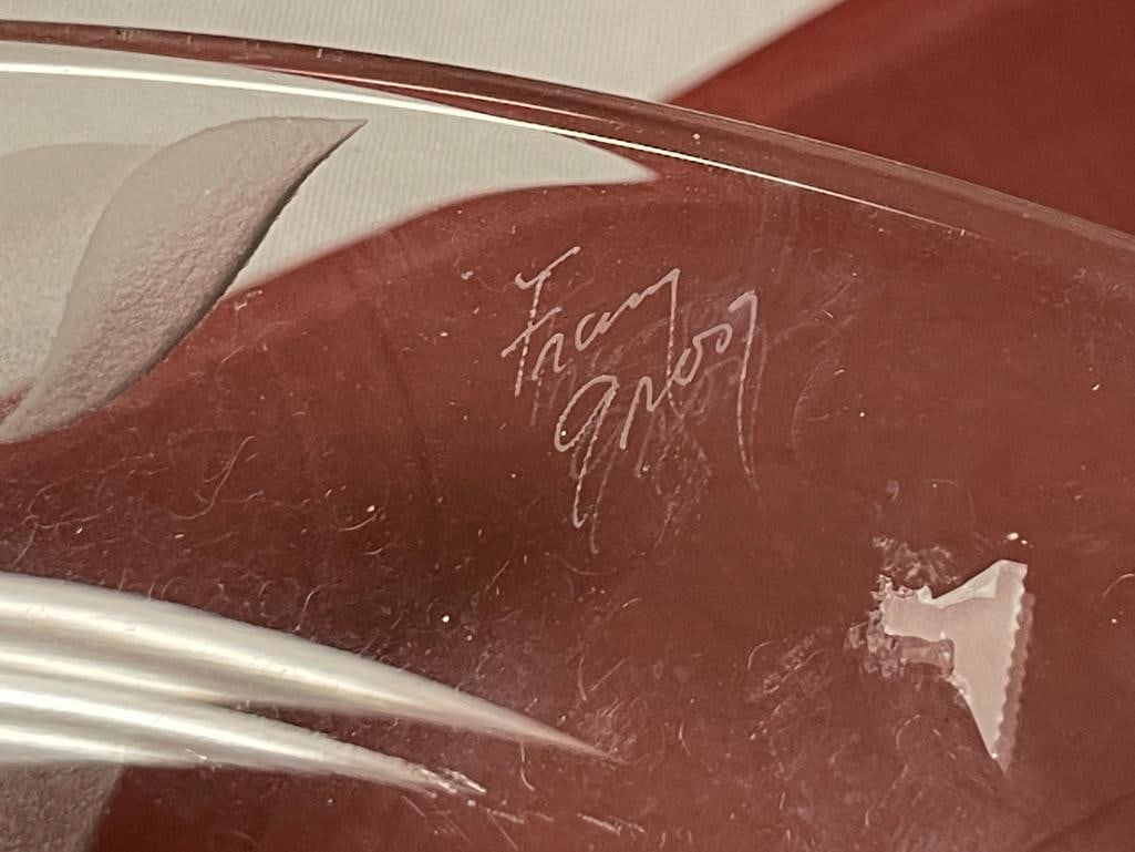 FRANZ JOSPEH GROSZ (1909 B.) FLORAL ETCHED CENTERPIECE BOWL - 4